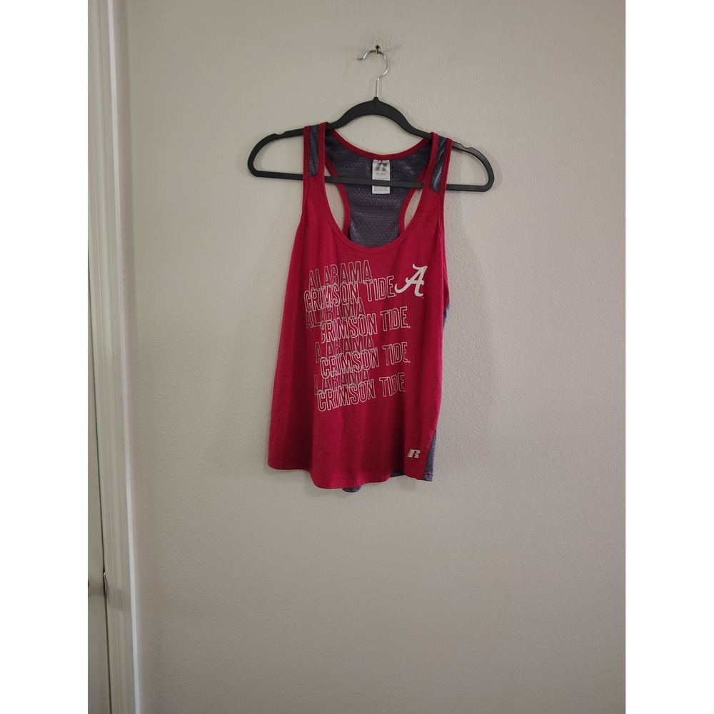 Russell Alabama Crimson Tide Womens XL Tank Top Red Grey Mesh Racerback Athletic